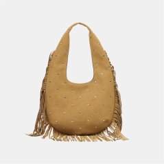 Firetrap Women's Faux Suede Fringed Hobo Bag Camel