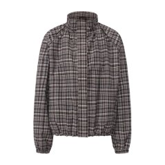 Miso Miso Zip-up Jacket Womens Brown Check