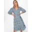 Only Women's Olivia Wrap Dress Blue Fog