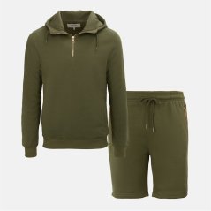 Firetrap Hood Shirt and short Set Mens Amy Green