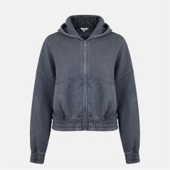 Firetrap Women's Washed ZT Cotton Long Sleeve Zip Hoodie Grey