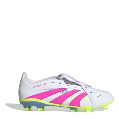 adidas Predator League Fold-Over Tongue Junior Firm Ground Football Boots White/Pink