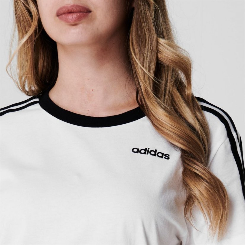 adidas 3 Stripe T-Shirt White/Black