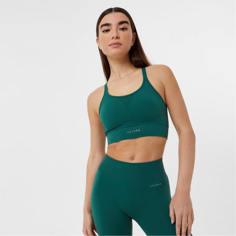 USA Pro Core Seamless Adjustable Sports Bra Forest Green