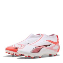 Puma Puma Ultra 5 Match+ Ll Fg/Ag Jr Firm Ground Football Boots Unisex Kids White-Bl