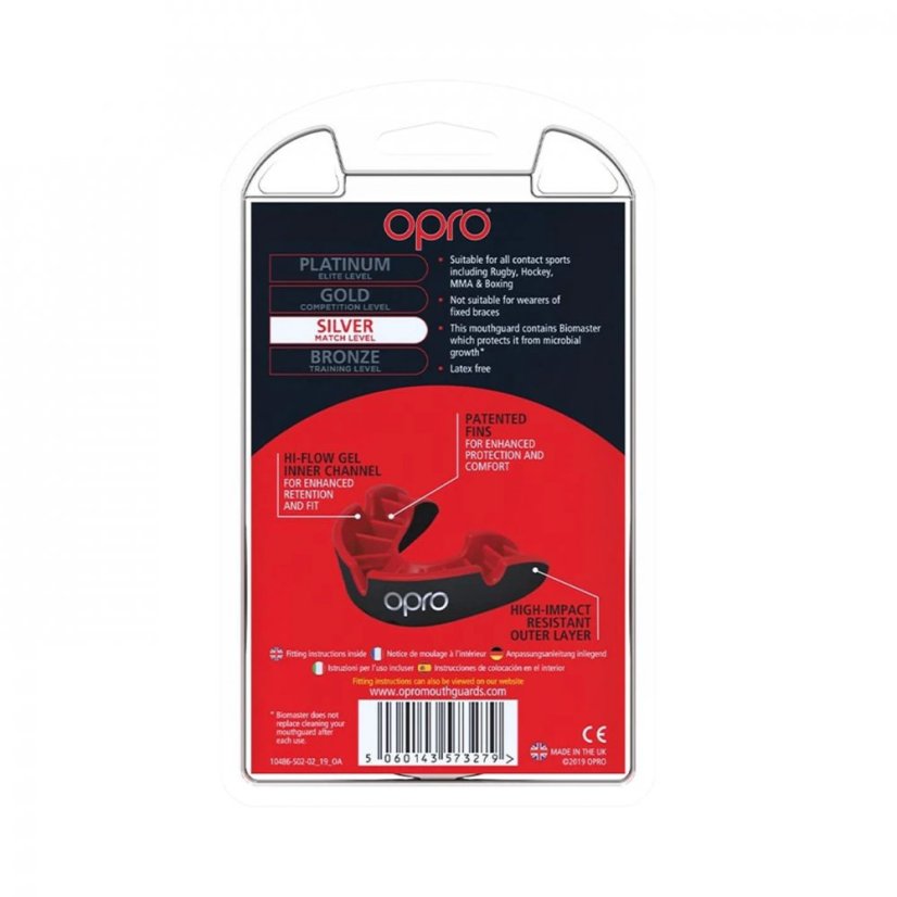 Opro Silver Mouth Guard Juniors Black/Red