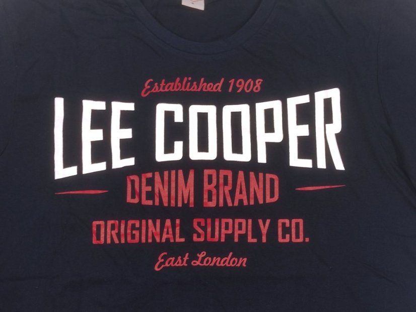 Lee Cooper Logo Vintage T Shirt Mens Navy