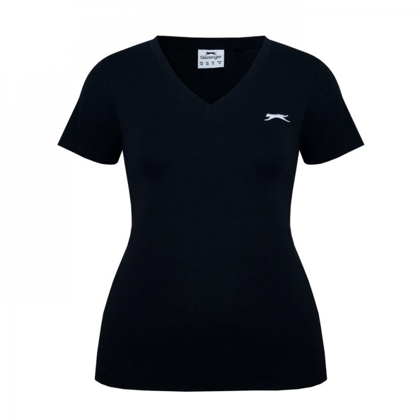 Slazenger Ladies V Neck Tee Shirt Black