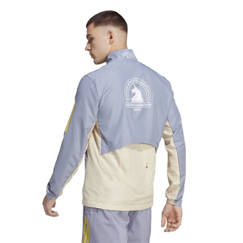 adidas Men's Boston Marathon 2023 Wind Resistant Long Sleeve Performance Training Jacket Purple