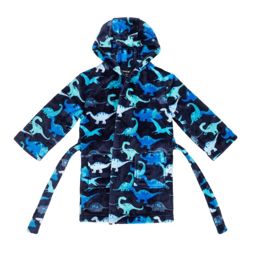 Firetrap Boys Dinosaur Fleece Dressing Gown Black/Blue