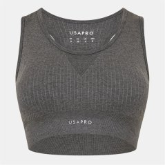 USA Pro UP Seamless Crop Sports Bra Charcoal