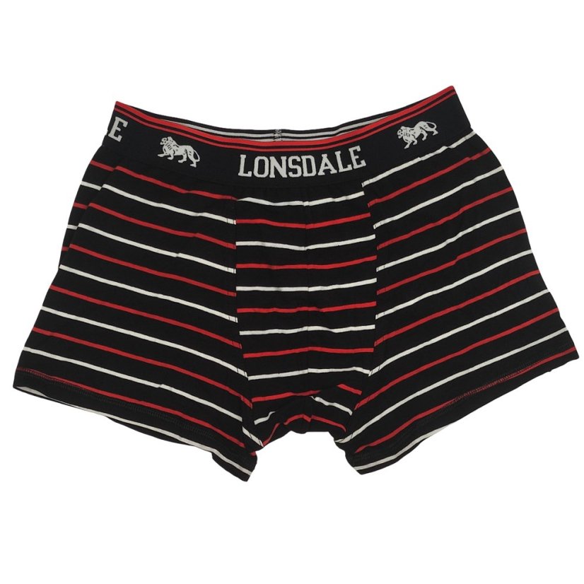 Lonsdale 2 Pack Trunk Mens Black/RedStrp