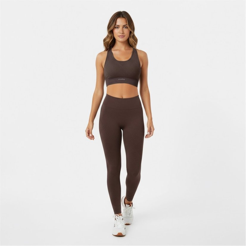 USA Pro UP Seamless Crop Sports Bra Espresso