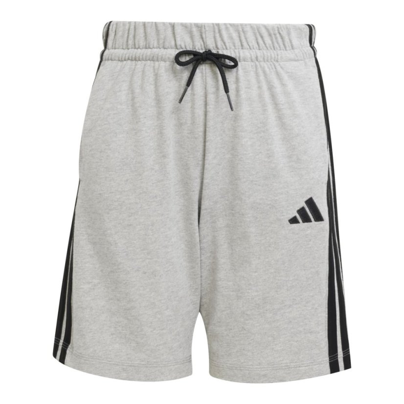 adidas Essentials 3 Stripe Jersey Short Juniors Grey /Black