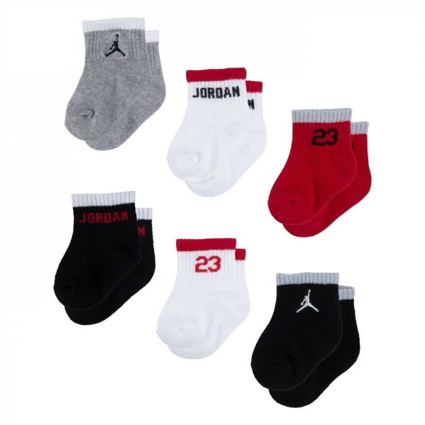 Air Jordan 6 Pack Mixed Ankle Socks Baby Boys Gym Red
