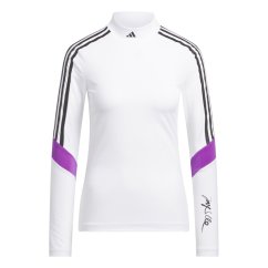 adidas Women's Mock Long Sleeve Performance Polo Shirt White