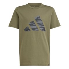 adidas Logo T Shirt Junior Khaki BOS