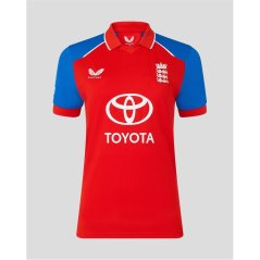 Castore Womens 26/27 England Cricket T20 Shirt FryRed/PrnBlue