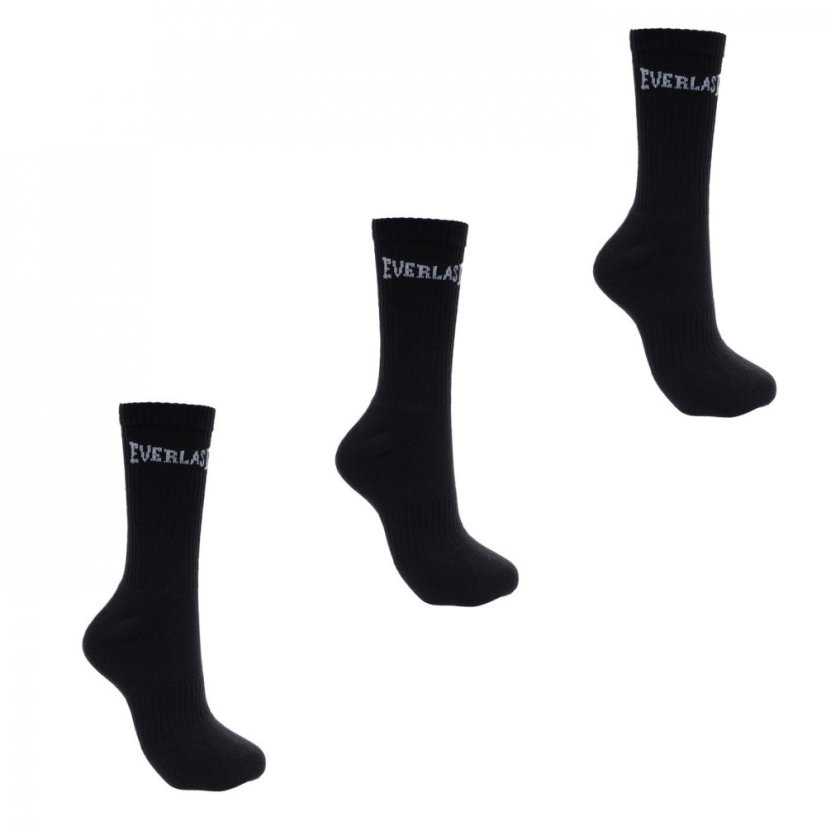 Everlast 3 Pack Crew Socks Mens Black