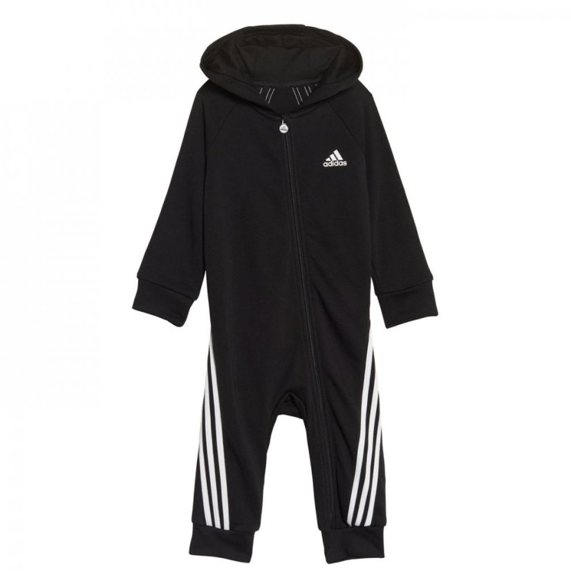 adidas 3 Stripe Fleece Romper Unisex Babies Black/White - Veľkosť: 0-3 Months