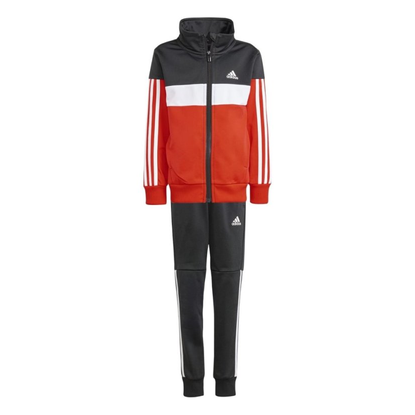 adidas Tiberio 3-Stripes Colorblock Shiny Track Suit Kids Blk/Red/White