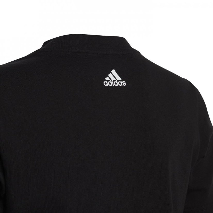 adidas Logo T Shirt Junior Blk/Wht Linear