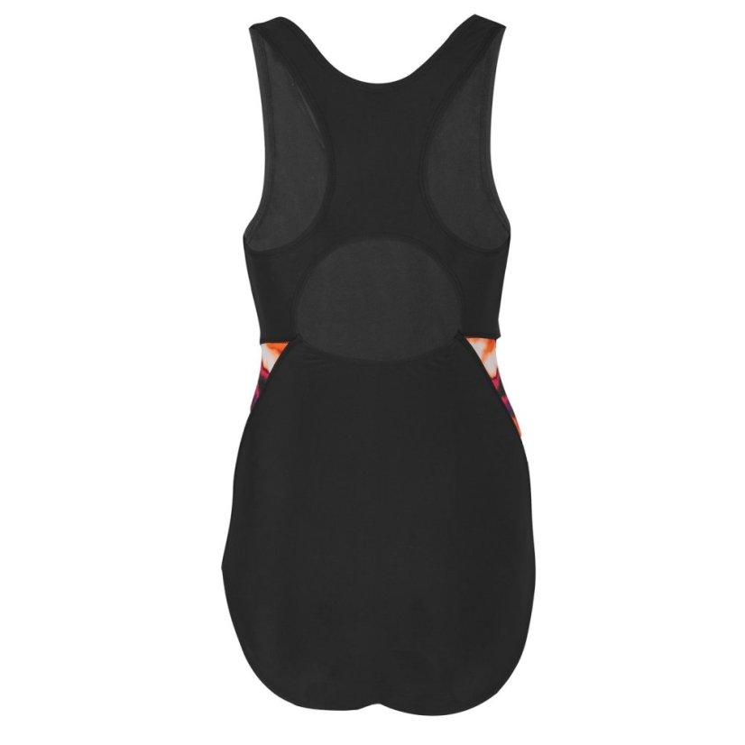 Slazenger Splice Racerback Swimsuit Womens Black/Orange