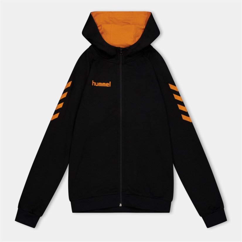Hummel Cotton Zipped Hoodie Black/Orange