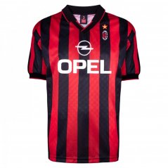 Score Draw AC Milan 1996 Retro Home Football Shirt Adults Red/Black