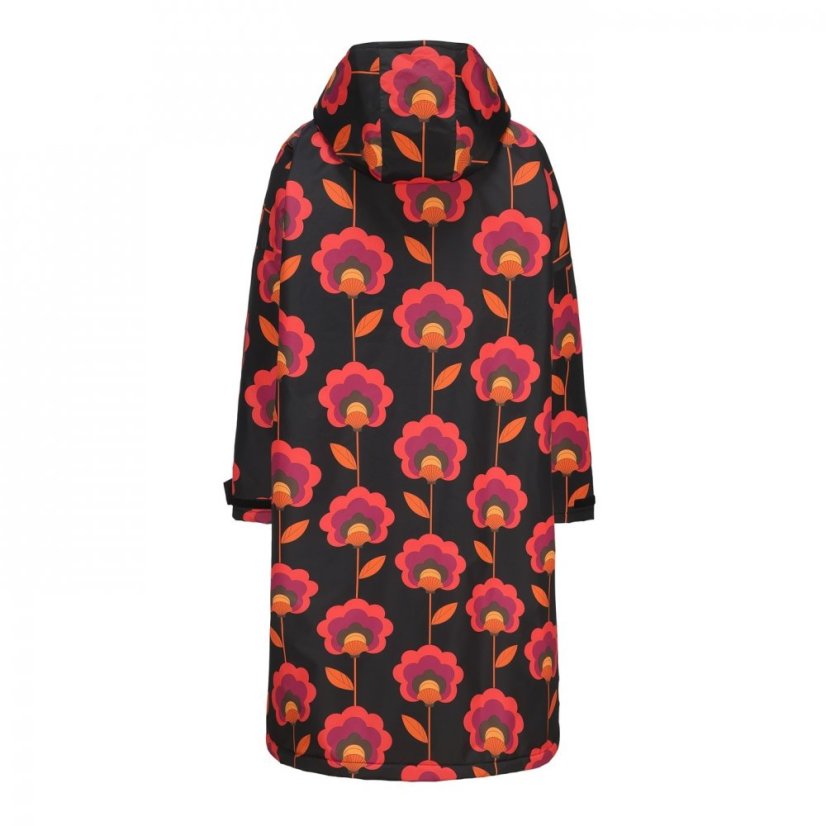 Gelert Full Length Waterproof Print Robe Black/Pink