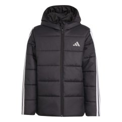 adidas Unisex Kids Essentials 3S Hooded Long Sleeve Puffer Jacket Black/White