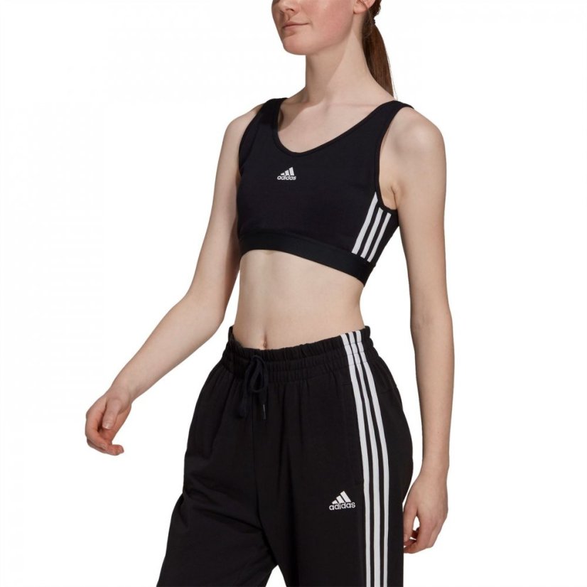 adidas 3-Stripes Crop Top With Removable Pads Black/White
