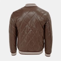 Firetrap Men's Faux Leather Button Long Sleeve Quilted Jacket Coffee