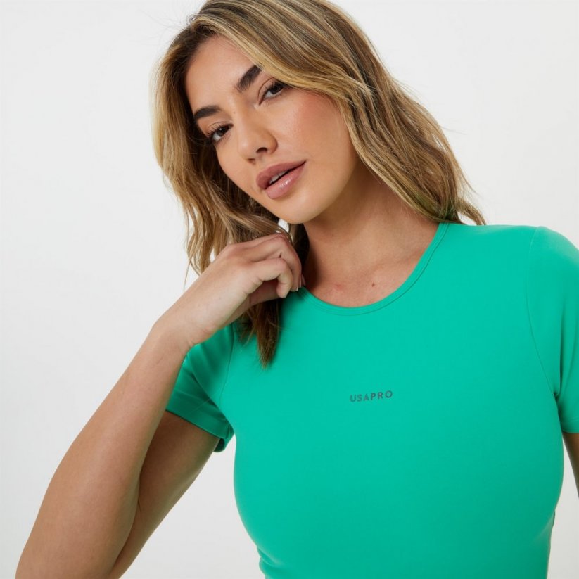 USA Pro Short Sleeve Crop T Shirt Jade Green