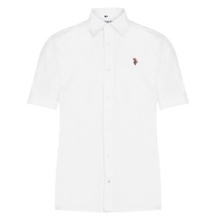 US Polo Assn US Polo Oxford Short Sleeve Shirt Mens Bright White