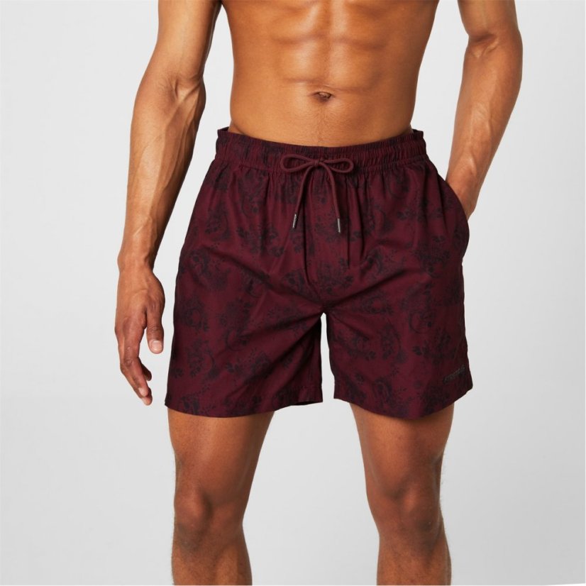 Firetrap AOP Swim pánske šortky Skull Red