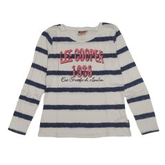 Lee Cooper Textured AOP Long Sleeve T Shirt Ladies White/Blue