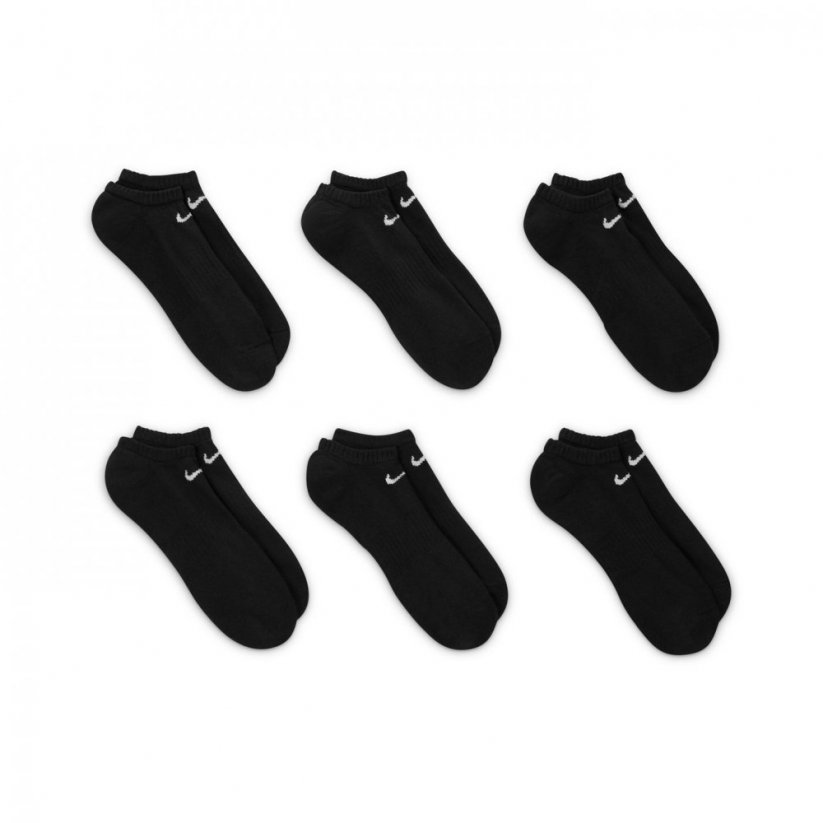 Nike Everyday Cushioned Training No-Show Socks (6 Pairs) Black/White