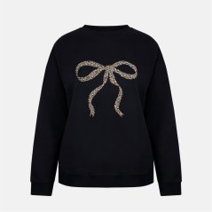 Miso Women's Graphic Cotton Long Sleeve Crew Sweatshirt Black Leopard