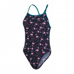 Speedo Flamingo Flare Allover Vback Swimsuit Blue/Pink