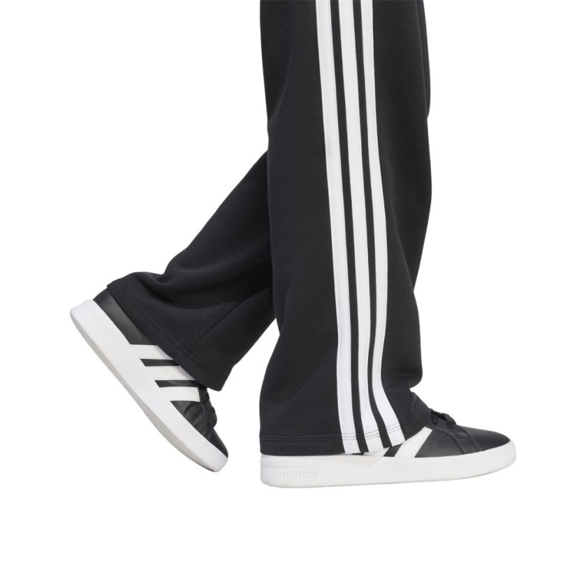 adidas Kids' Wide Leg Open Hem Fleece Joggers Black/White