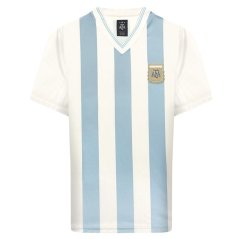 Score Draw Argentina 1990 World Cup Finals No 10 Home Retro Shirt Blue/White - 10