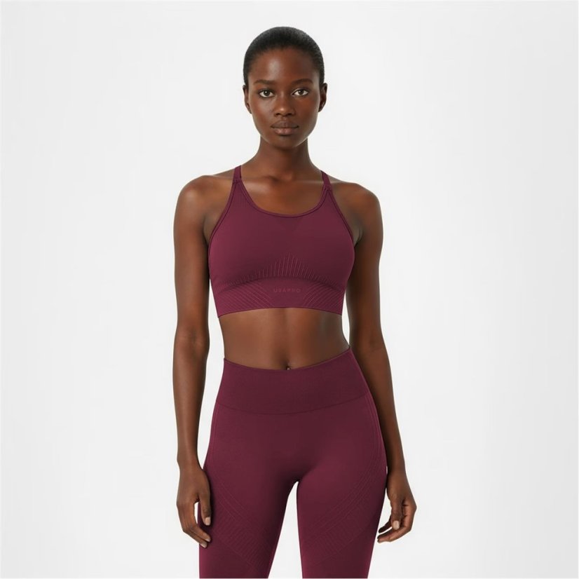 USA Pro UP Seamless Adjustable Sports Bra Dark Cherry