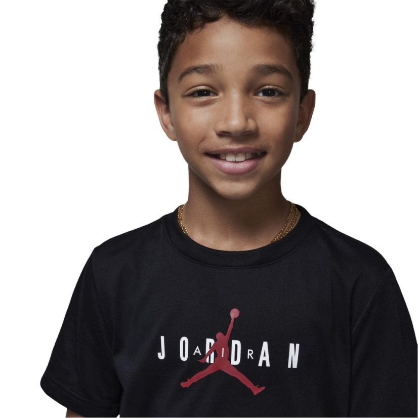 Air Jordan Air Longline Graphic T Shirt Junior Boys Black/Red