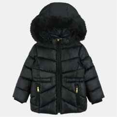 Firetrap Kids Fur Trimmed Hood Long Sleeve Short Puffer Jacket Black