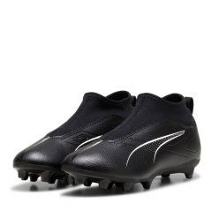 Puma Ultra Match+ Laceless Junior Firm Ground Football Boots Black/White