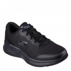 Skechers Duraleather Overlay & Mesh Lace Up Training Shoes Mens Black