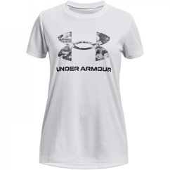 Under Armour Tech™ Print Fill Big Logo Short Sleeve Girls White/Black