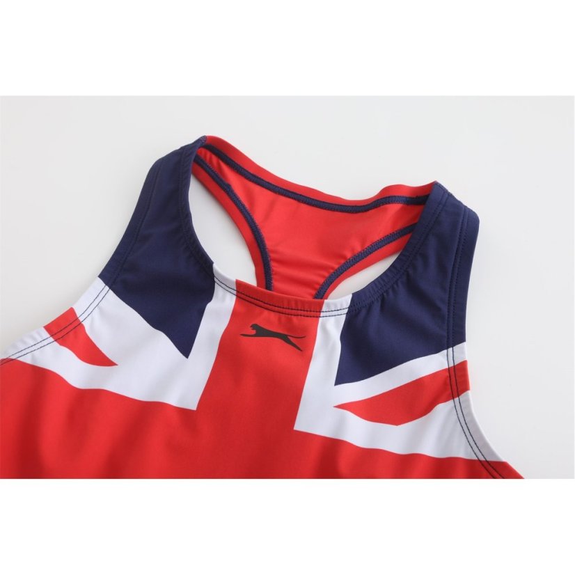 Slazenger Kids' Union Jack Racer Back One Piece Swimsuit Blue/Red/Wht