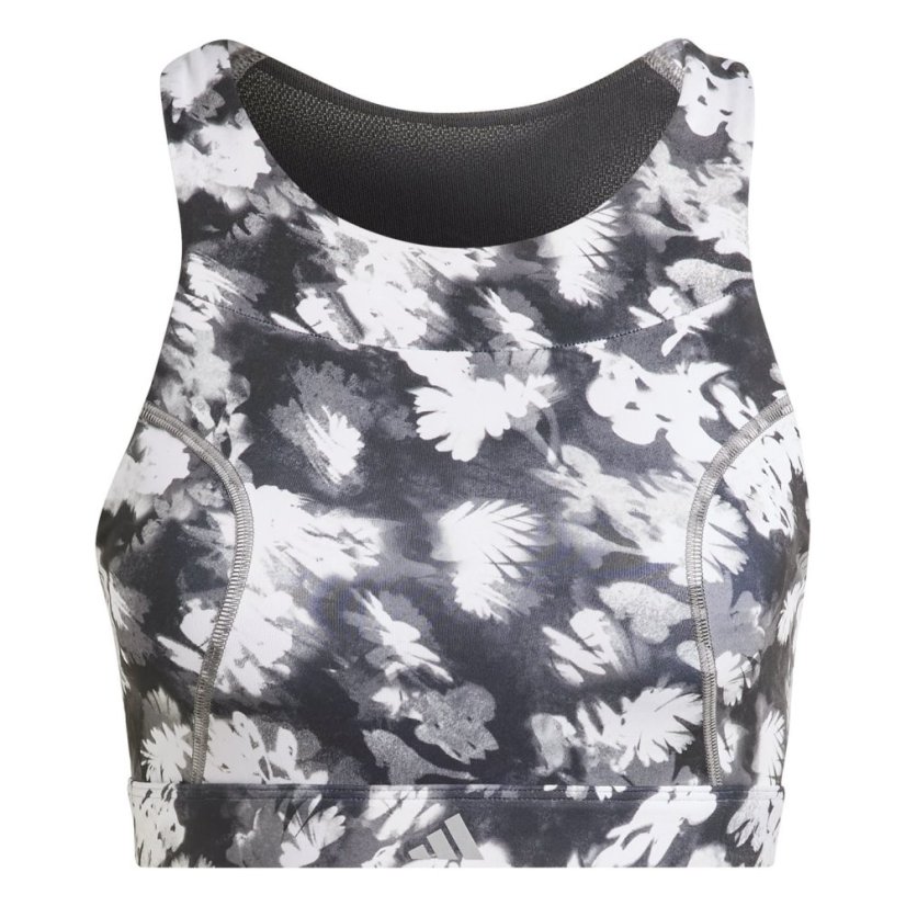 adidas Women's Run All Over Print Medium Impact Sports Bra Black